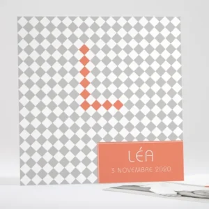 Faire-part de naissance Jeu de losanges*Faire-part Elégant Sale