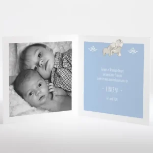Faire-part de naissance Jolis elephants avec photo*Faire-part Elégant Best