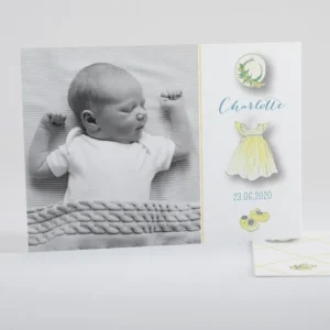 Faire-part de naissance Jolie tenue chic Fille*Faire-part Elégant Hot