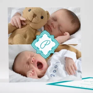 Faire-part de naissance Joli medaillon monogramme*Faire-part Elégant Hot
