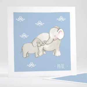 Faire-part de naissance Jolis elephants sans photo*Faire-part Elégant New