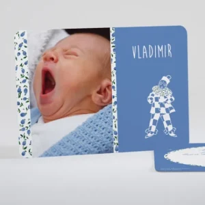 Faire-part de naissance Joli clown liberty*Faire-part Elégant New