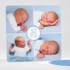 Faire-part de naissance Joli medaillon ourson*Faire-part Elégant Online