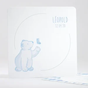 Faire-part de naissance Joli petit ours polaire*Faire-part Elégant Online