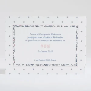 Faire-part de naissance Joli tipi liberty etoiles*Faire-part Elégant Clearance
