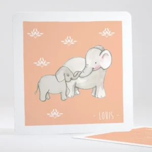 Faire-part de naissance Jolis elephants sans photo*Faire-part Elégant New