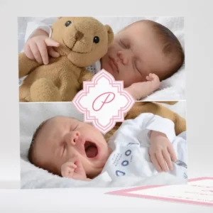 Faire-part de naissance Joli medaillon monogramme*Faire-part Elégant Hot