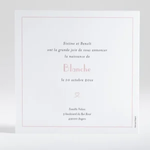 Faire-part de naissance Joli coeur dore*Faire-part Elégant Sale