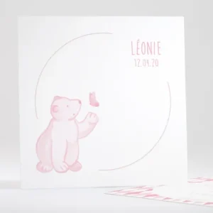 Faire-part de naissance Joli petit ours polaire*Faire-part Elégant Online