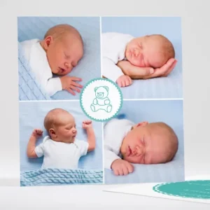 Faire-part de naissance Joli medaillon ourson*Faire-part Elégant Online