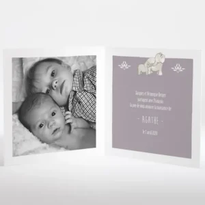 Faire-part de naissance Jolis elephants avec photo*Faire-part Elégant Best