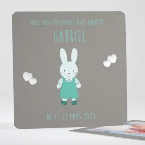 Faire-part de naissance Joli lapin coeur*Faire-part Elégant Online