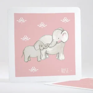 Faire-part de naissance Jolis elephants sans photo*Faire-part Elégant New