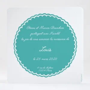 Faire-part de naissance Joli medaillon ourson*Faire-part Elégant Online