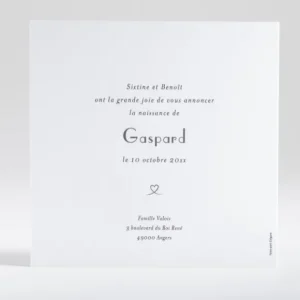 Faire-part de naissance Joli coeur dore*Faire-part Elégant Sale