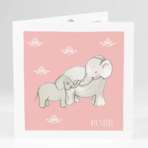 Faire-part de naissance Jolis elephants avec photo*Faire-part Elégant Best