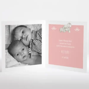 Faire-part de naissance Jolis elephants avec photo*Faire-part Elégant Best