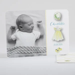 Faire-part de naissance Jolie tenue chic Fille*Faire-part Elégant Hot