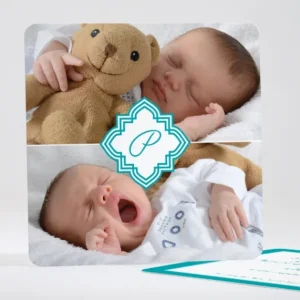 Faire-part de naissance Joli medaillon monogramme*Faire-part Elégant Hot
