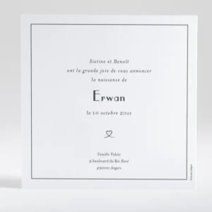 Faire-part de naissance Joli coeur dore*Faire-part Elégant Sale