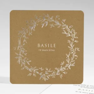 Faire-part de naissance Joli kraft argent*Faire-part Elégant Fashion