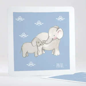 Faire-part de naissance Jolis elephants sans photo*Faire-part Elégant New