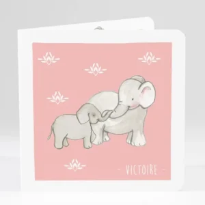 Faire-part de naissance Jolis elephants avec photo*Faire-part Elégant Best