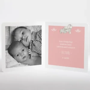 Faire-part de naissance Jolis elephants avec photo*Faire-part Elégant Best