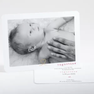 Faire-part de naissance Joli coeur dore photo*Faire-part Elégant Online