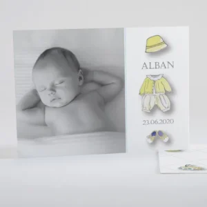 Faire-part de naissance Jolie tenue chic Garcon*Faire-part Elégant Clearance