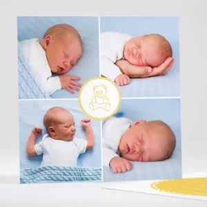 Faire-part de naissance Joli medaillon ourson*Faire-part Elégant Online