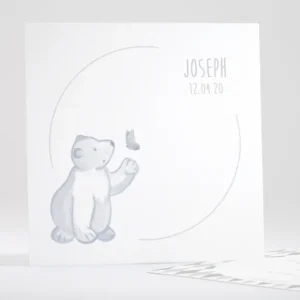 Faire-part de naissance Joli petit ours polaire*Faire-part Elégant Online