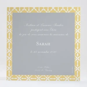 Faire-part de naissance Joli pattern*Faire-part Elégant Outlet