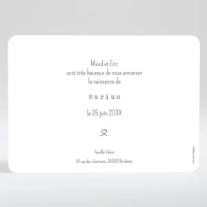 Faire-part de naissance Joli coeur dore photo*Faire-part Elégant Online