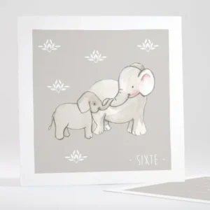 Faire-part de naissance Jolis elephants sans photo*Faire-part Elégant New