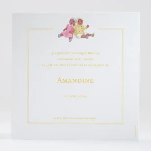 Faire-part de naissance Jolies poupees simple*Faire-part Elégant Online