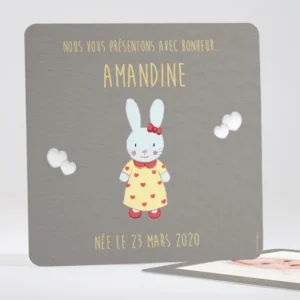 Faire-part de naissance Joli lapin coeur*Faire-part Elégant Online