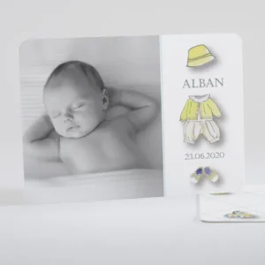Faire-part de naissance Jolie tenue chic Garcon*Faire-part Elégant Clearance
