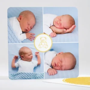 Faire-part de naissance Joli medaillon ourson*Faire-part Elégant Online