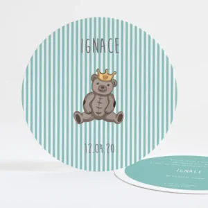 Faire-part de naissance Joli ourson rayures*Faire-part Elégant Fashion