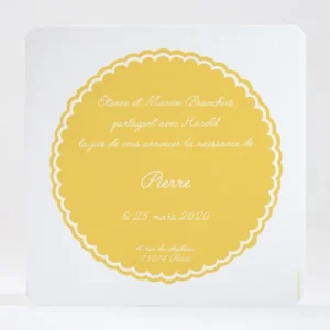 Faire-part de naissance Joli medaillon ourson*Faire-part Elégant Online