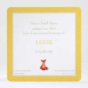 Faire-part de naissance Joli renardeau avec pois*Faire-part Elégant Best