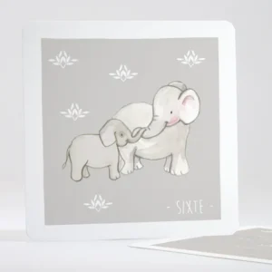 Faire-part de naissance Jolis elephants sans photo*Faire-part Elégant New