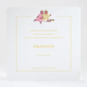 Faire-part de naissance Jolies poupees simple*Faire-part Elégant Online