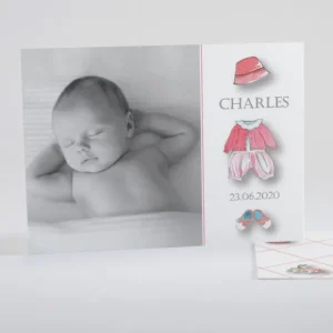 Faire-part de naissance Jolie tenue chic Garcon*Faire-part Elégant Clearance