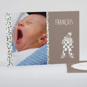 Faire-part de naissance Joli clown liberty*Faire-part Elégant New