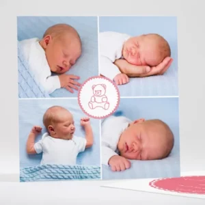 Faire-part de naissance Joli medaillon ourson*Faire-part Elégant Online