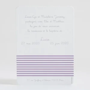 Faire-part de naissance Jolies rayures photo*Faire-part Elégant Hot