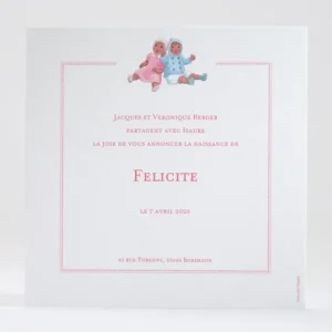 Faire-part de naissance Jolies poupees simple*Faire-part Elégant Online