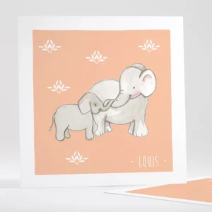 Faire-part de naissance Jolis elephants sans photo*Faire-part Elégant New